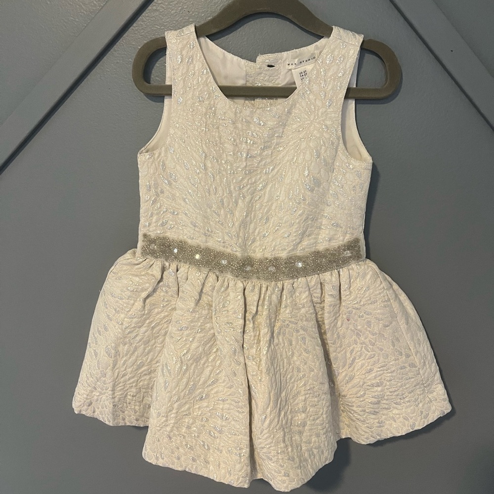 Max Studio White Dress with Silver Details